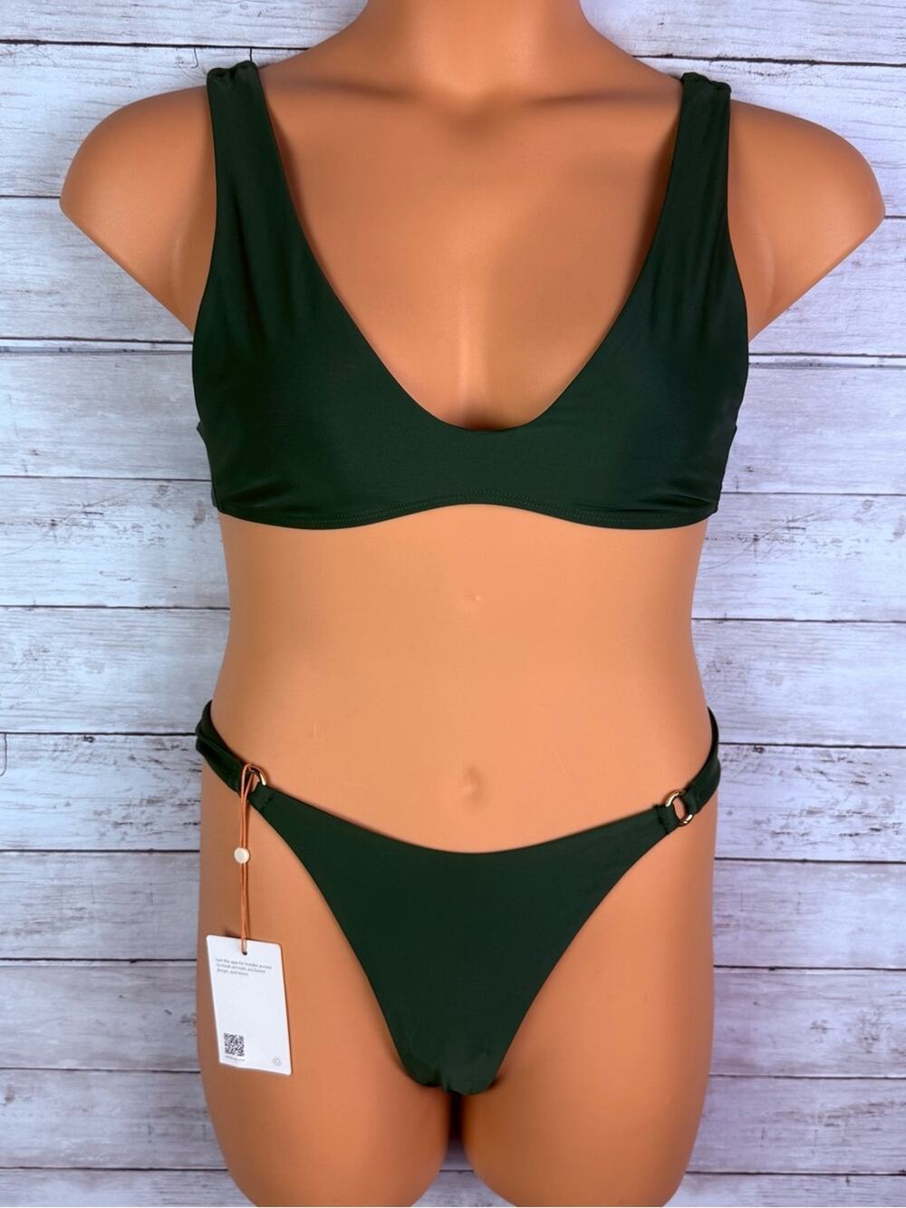 Quince Palm Scoop Neck Bikini Set Size Medium